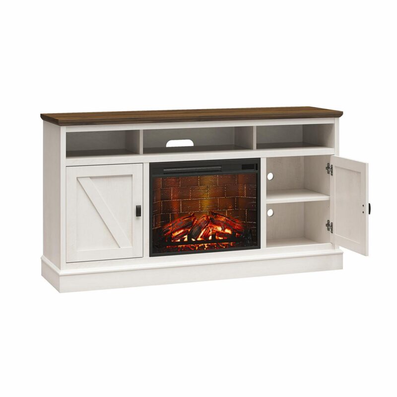 Ameriwood Home Ashton Lane Electric Fireplace TV Stand for TVs up to 65 , Magnolia Oak/Columbia Walnut - Image 14