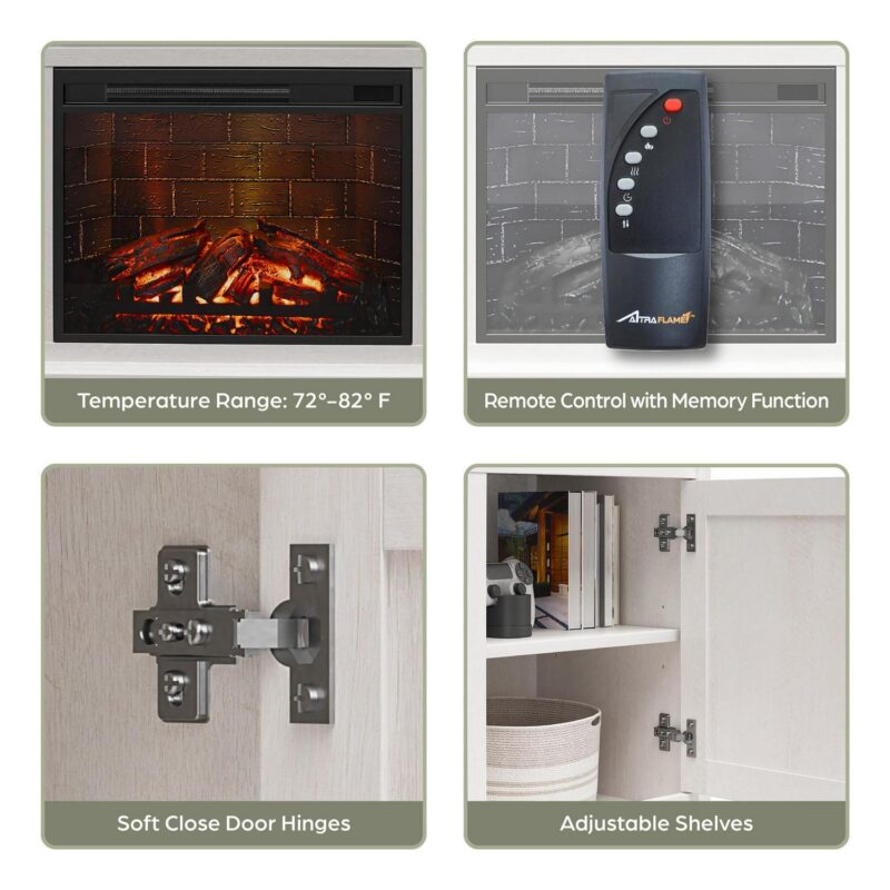 Ameriwood Home Ashton Lane Electric Fireplace TV Stand for TVs up to 65 , Magnolia Oak/Columbia Walnut - Image 27