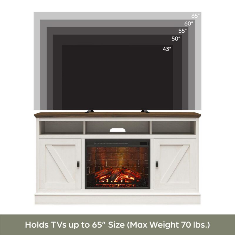 Ameriwood Home Ashton Lane Electric Fireplace TV Stand for TVs up to 65 , Magnolia Oak/Columbia Walnut - Image 26