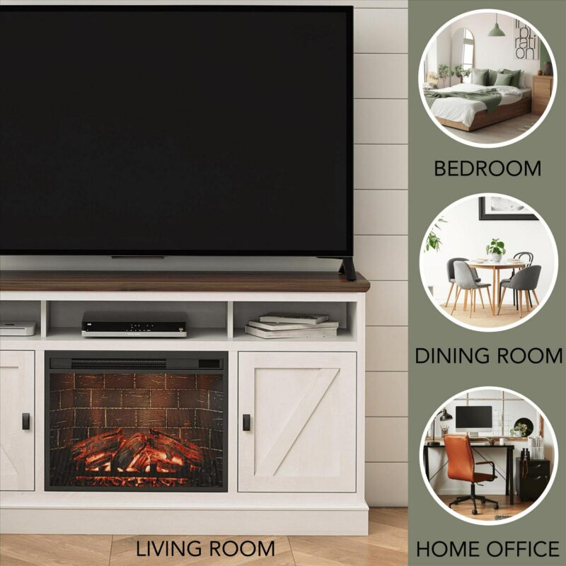 Ameriwood Home Ashton Lane Electric Fireplace TV Stand for TVs up to 65 , Magnolia Oak/Columbia Walnut - Image 30