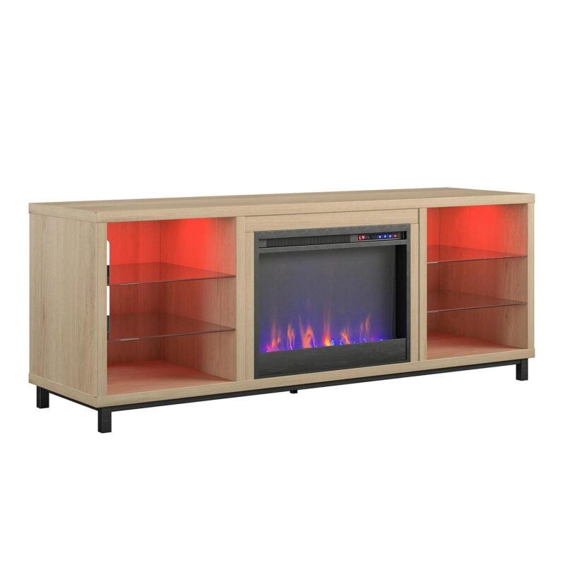 Ameriwood Home Fendall Deluxe Fireplace TV Stand for TVs up to 70 , Blonde Oak - Image 16