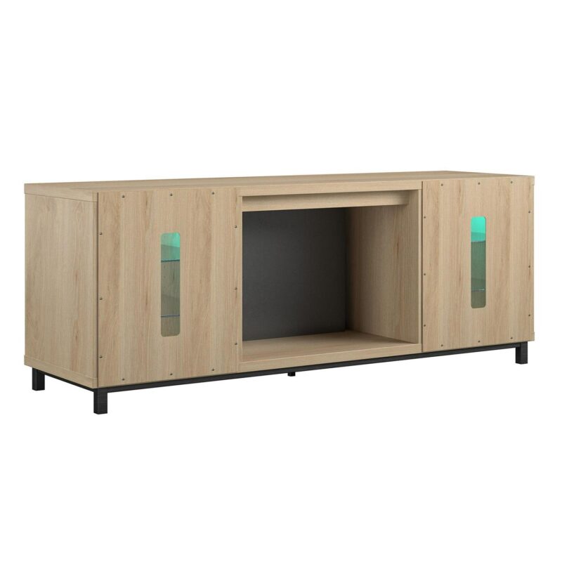 Ameriwood Home Fendall Deluxe Fireplace TV Stand for TVs up to 70 , Blonde Oak - Image 11