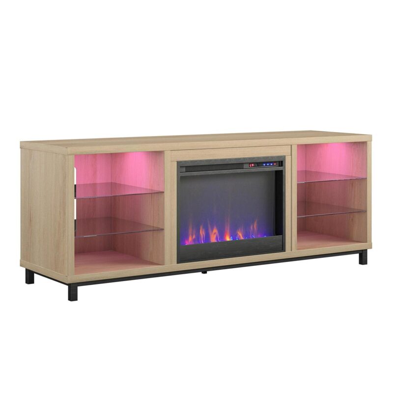 Ameriwood Home Fendall Deluxe Fireplace TV Stand for TVs up to 70 , Blonde Oak - Image 17