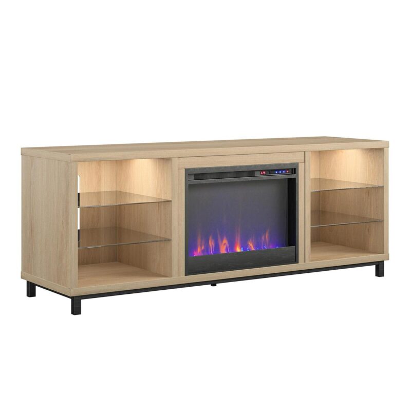 Ameriwood Home Fendall Deluxe Fireplace TV Stand for TVs up to 70 , Blonde Oak - Image 18