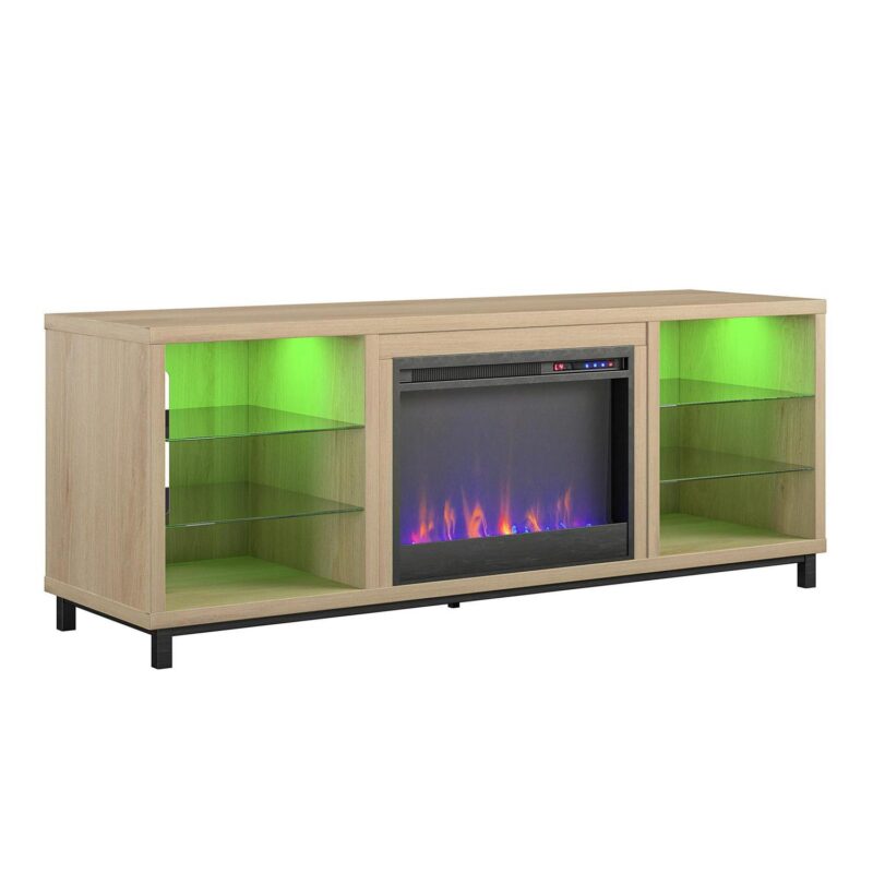 Ameriwood Home Fendall Deluxe Fireplace TV Stand for TVs up to 70 , Blonde Oak - Image 15