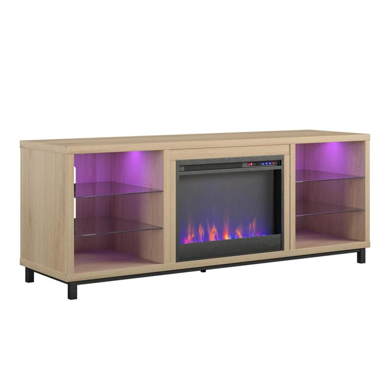 Ameriwood Home Fendall Deluxe Fireplace TV Stand for TVs up to 70 , Blonde Oak - Image 13