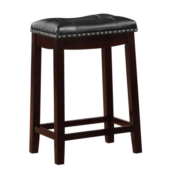 Angel Line Cambridge 24  Padded Saddle Stool, Espresso w/ Black Cushion