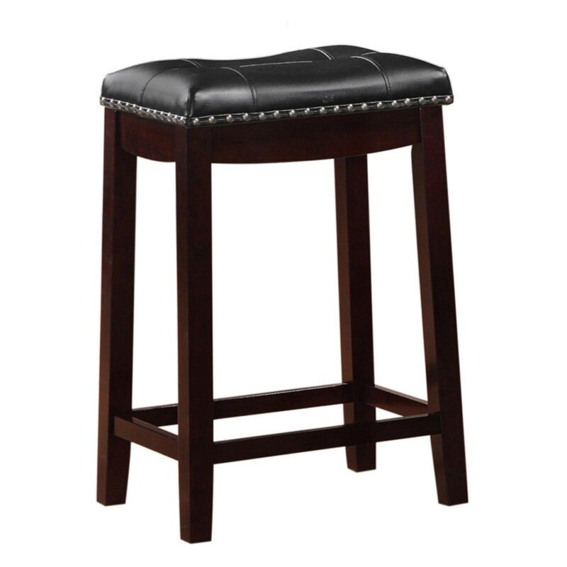 Angel Line Cambridge 24  Padded Saddle Stool, Espresso w/ Black Cushion