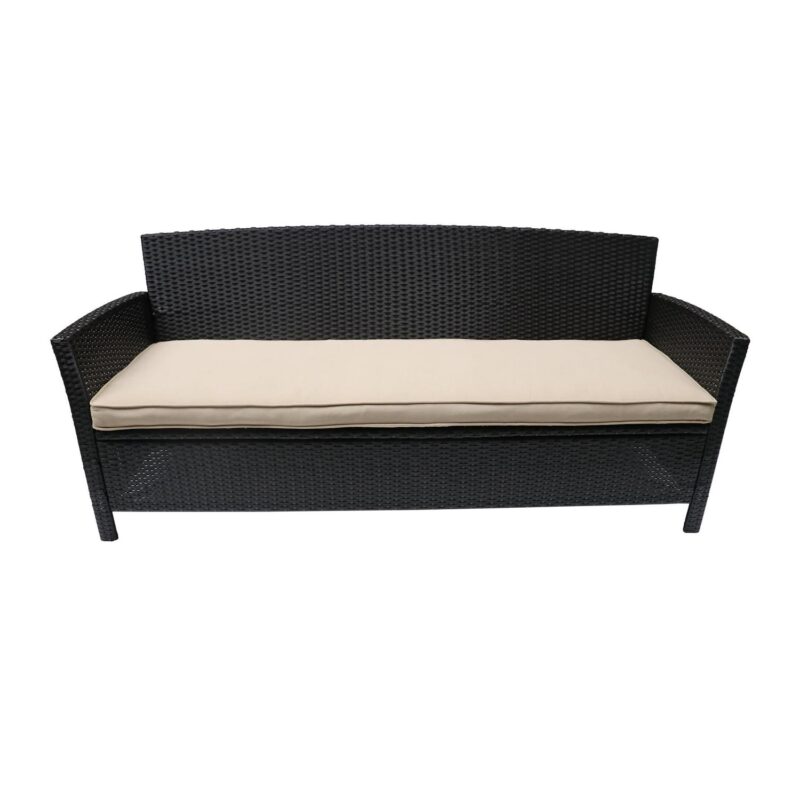 Anton Outdoor Wicker 3 Seater Sofa with Cushion, Brown, Tan - Image 7