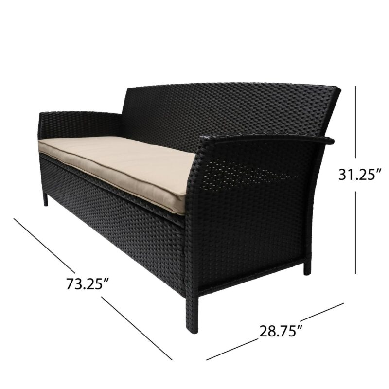 Anton Outdoor Wicker 3 Seater Sofa with Cushion, Brown, Tan - Image 6