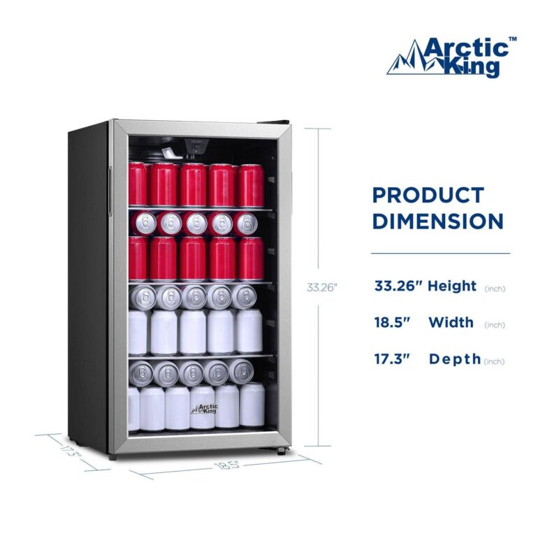 Arctic King 115-Can Beverage Fridge and Cooler, Stainless Steel Look, ARV115B1AST - Image 5