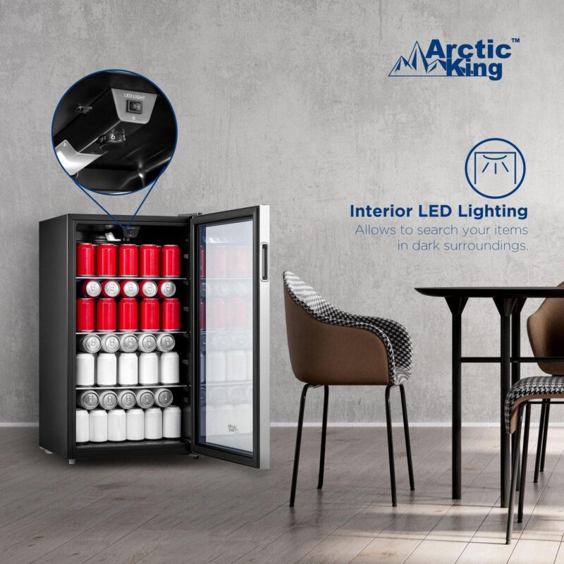 Arctic King 115-Can Beverage Fridge and Cooler, Stainless Steel Look, ARV115B1AST - Image 8