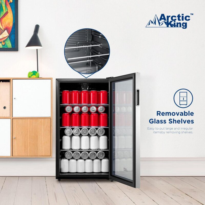 Arctic King 115-Can Beverage Fridge and Cooler, Stainless Steel Look, ARV115B1AST - Image 6