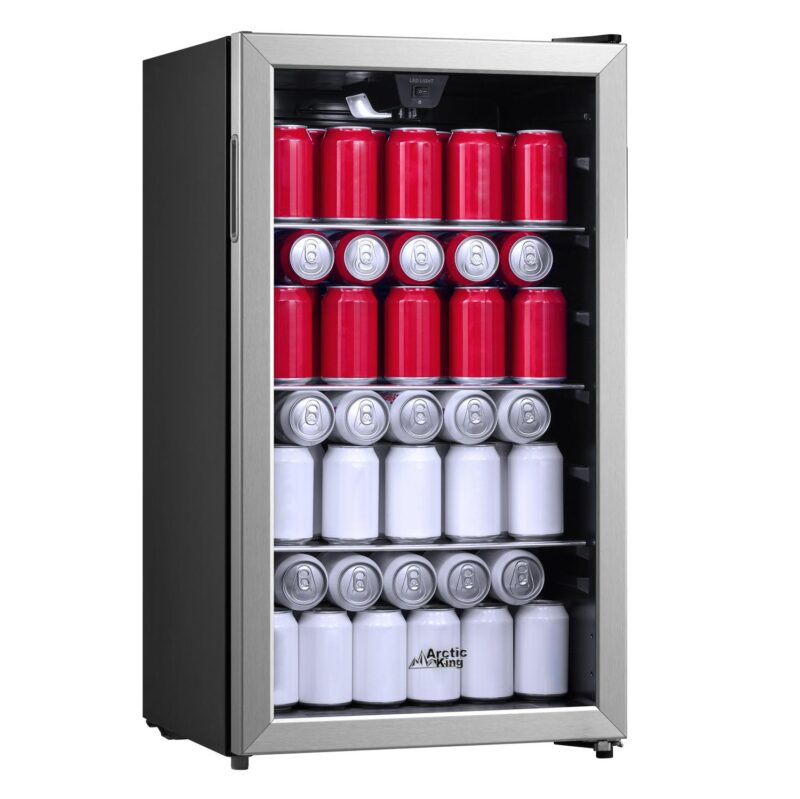 Arctic King 115-Can Beverage Fridge and Cooler, Stainless Steel Look, ARV115B1AST - Image 2