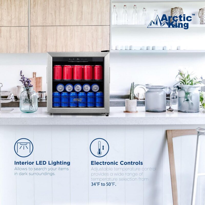 Arctic King 48-Can Stainless Steel Beverage Fridge and Cooler with Electrical Control, ARV48B1AST - Image 9