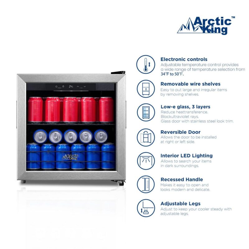 Arctic King 48-Can Stainless Steel Beverage Fridge and Cooler with Electrical Control, ARV48B1AST - Image 4