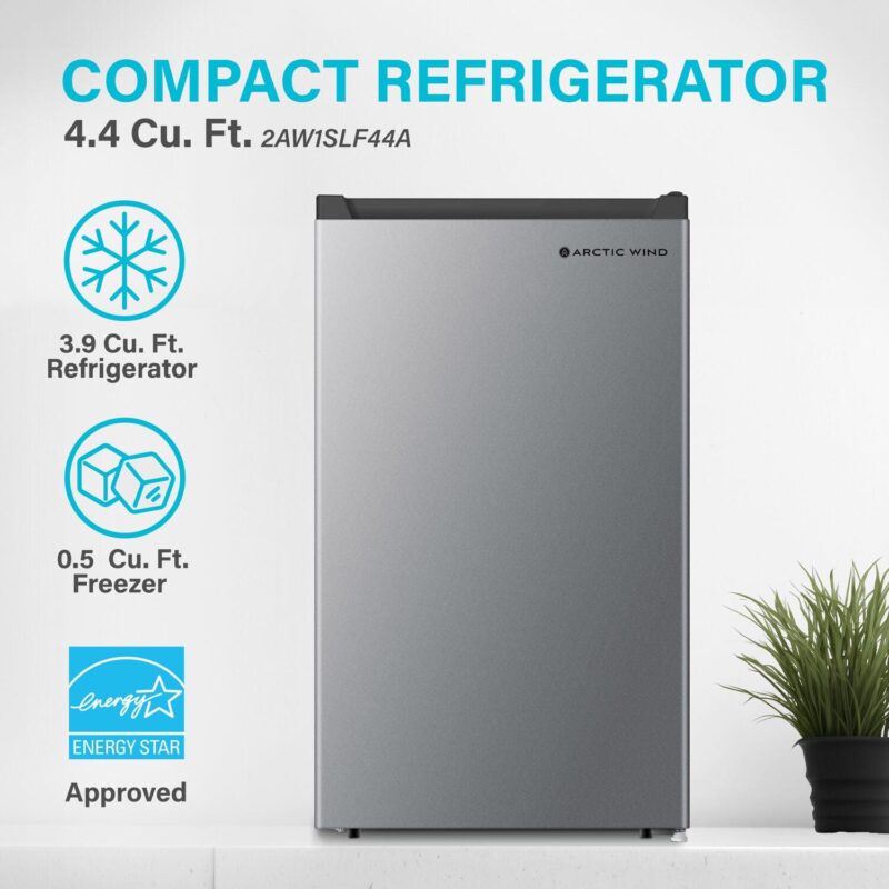 Arctic Wind New 4.4-Cu. ft. Standard Compact Refrigerator with Freezer Compartment, Silver, 2AW1SLF44A - Image 9