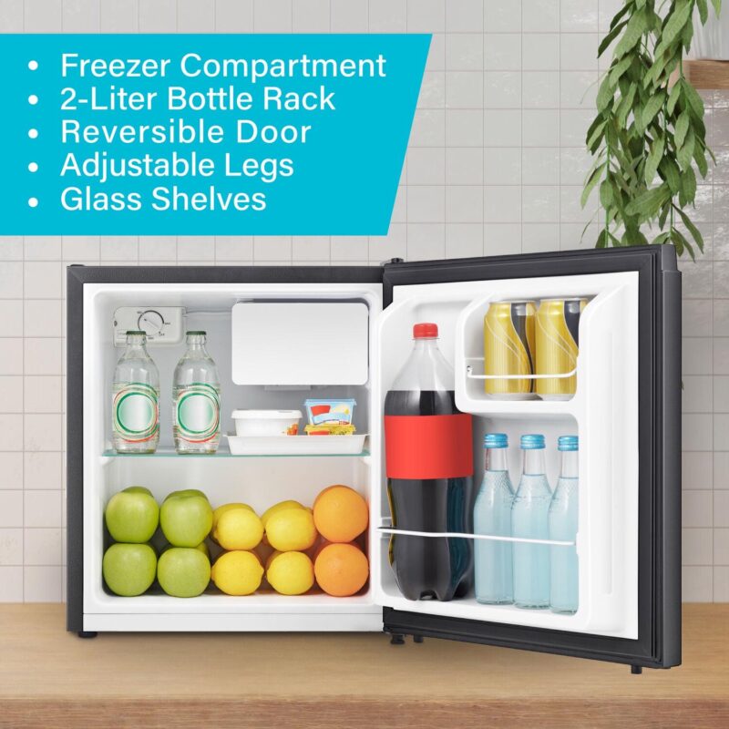 Arctic Wind New Standard 17.5 in W 1.6-Cu. ft. Energy Star Compact Refrigerator with Freezer, Silver - Image 3