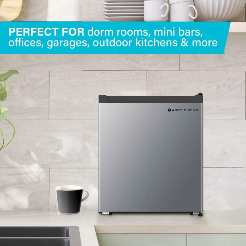 Arctic Wind New Standard 17.5 in W 1.6-Cu. ft. Energy Star Compact Refrigerator with Freezer, Silver - Image 4