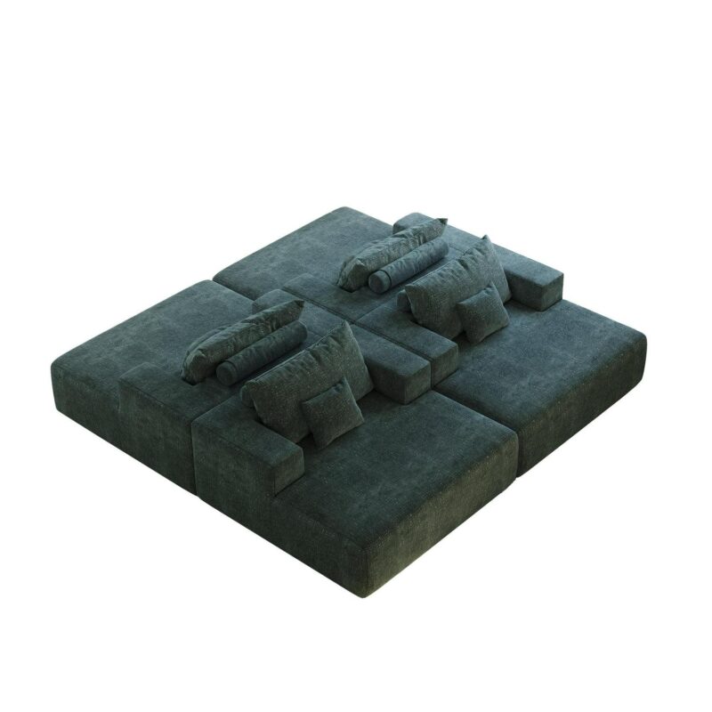 Aukfa 55 x55  Chaise Oversized Lounge Couch Upholstered Chenille Sofa Bed for Living Room, Green - Image 7