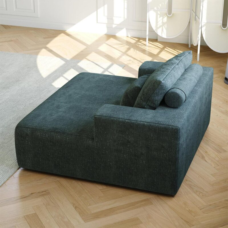 Aukfa 55 x55  Chaise Oversized Lounge Couch Upholstered Chenille Sofa Bed for Living Room, Green - Image 3