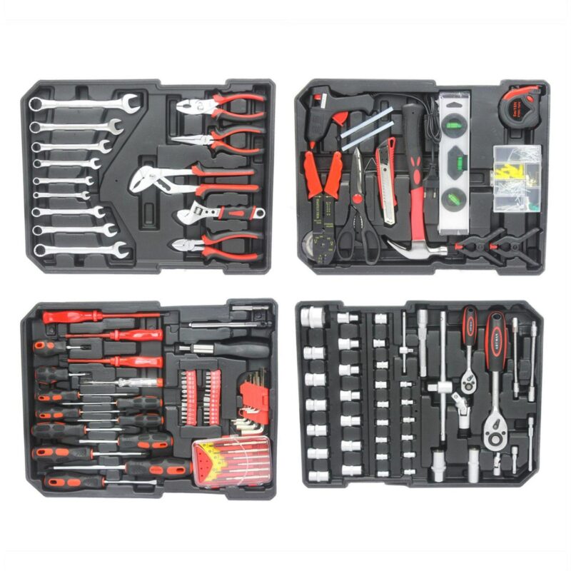 Aukfa 899 Pcs Tool Set, Household Tool Kit with Rolling Tool Box for Home Auto Repair, Silver - Image 9