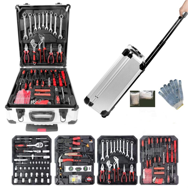 Aukfa 899 Pcs Tool Set, Household Tool Kit with Rolling Tool Box for Home Auto Repair, Silver - Image 10