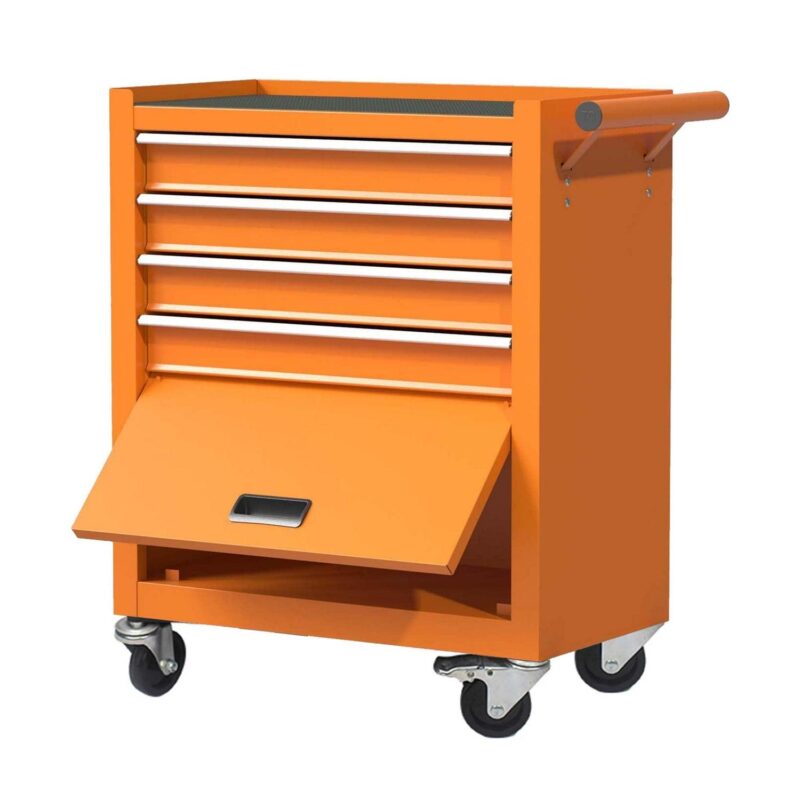 Aukfa Tool Chest, 24.5 in Steel Rolling Tool Box and Cabinet On Wheels for Garage, 4-Drawer, Orange - Image 11