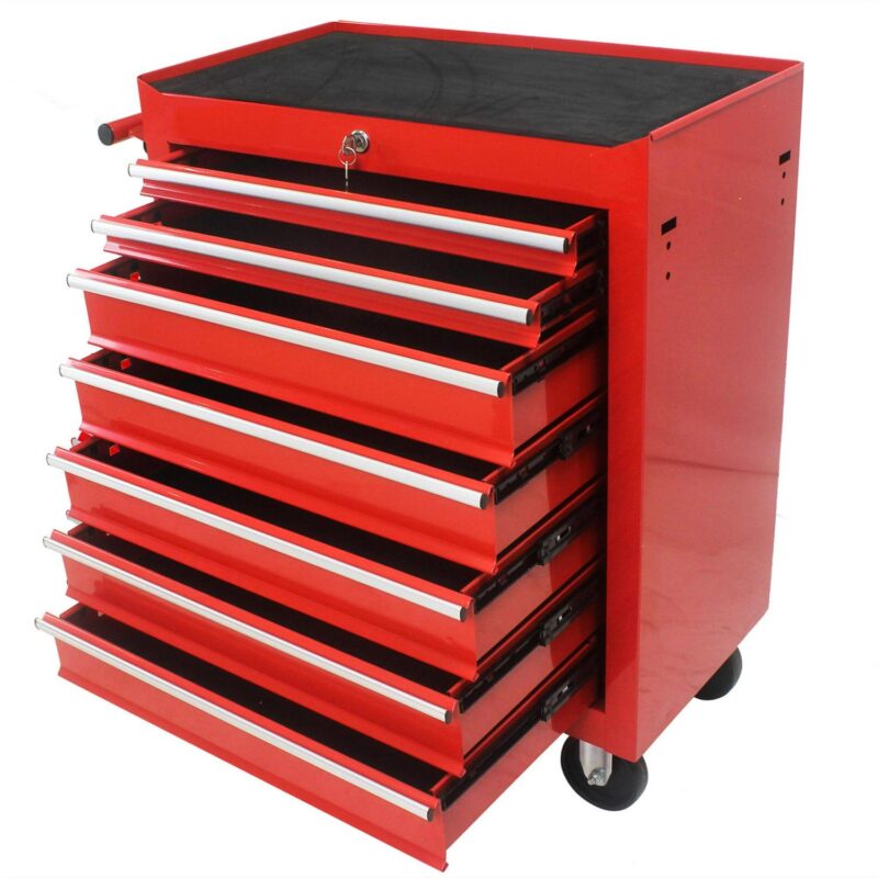 Aukfa Tool Chest, 24.5 in 7-Drawer Steel Rolling Tool Box on Wheels for Workshop Garage, Red - Image 10