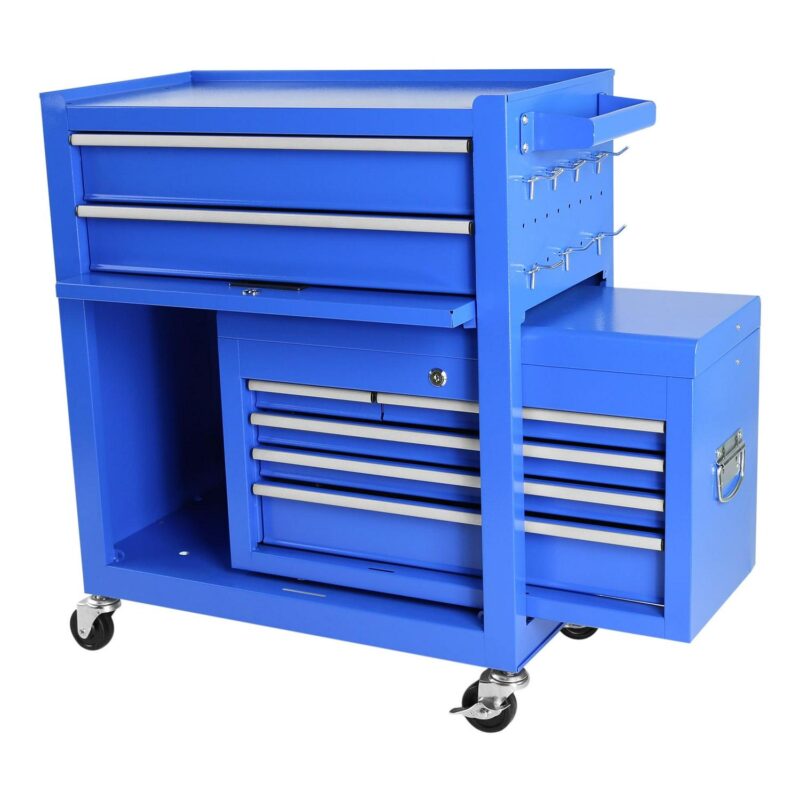 Aukfa Tool Chest, 2 in 1 Steel Rolling Tool Box and Cabinet on Wheels for Garage, 8-Drawers, Blue - Image 9