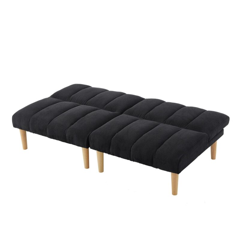 Aukfa Upholstered Futon Convertible Sofa Bed 8 Legs Futon Couch, Corduroy, Black - Image 10