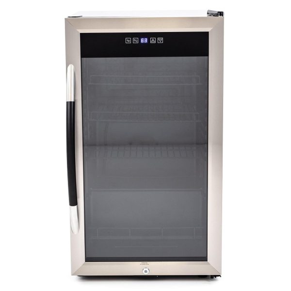 Avanti 3.0 Cu Ft Showcase Beverage Cooler Refrigerator, Black/Stainless Steel