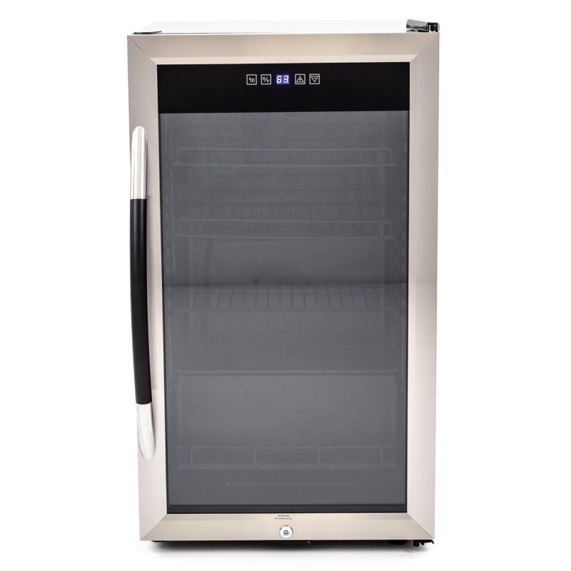 Avanti 3.0 Cu Ft Showcase Beverage Cooler Refrigerator, Black/Stainless Steel