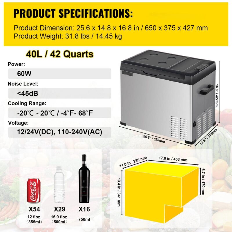 BENTISM 12volt Car Refrigerator Portable Freezer 42Qt Camping Refrigerator Outdoor - Image 9