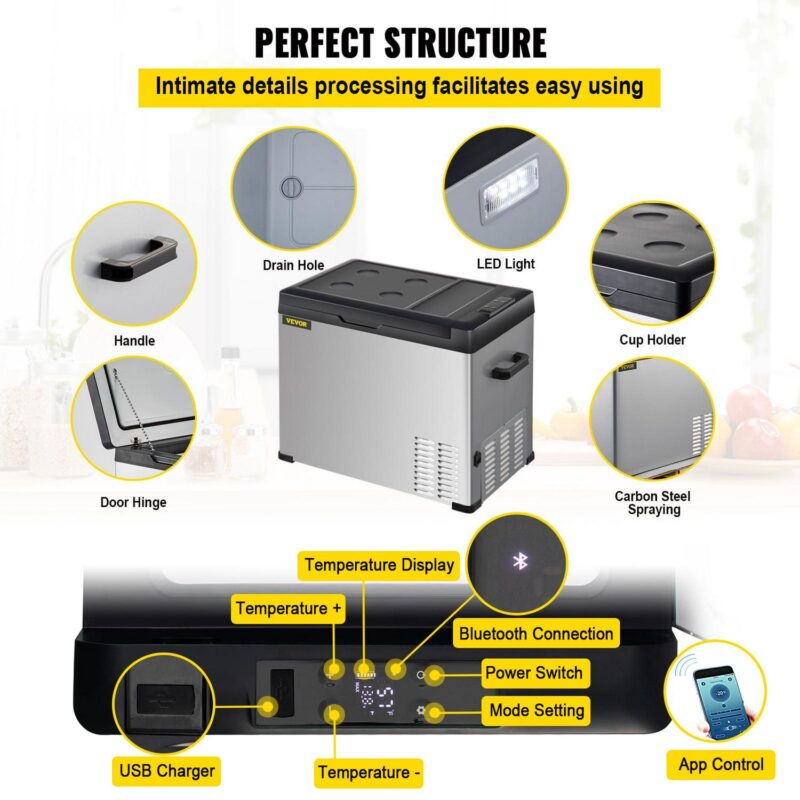 BENTISM 12volt Car Refrigerator Portable Freezer 42Qt Camping Refrigerator Outdoor - Image 3