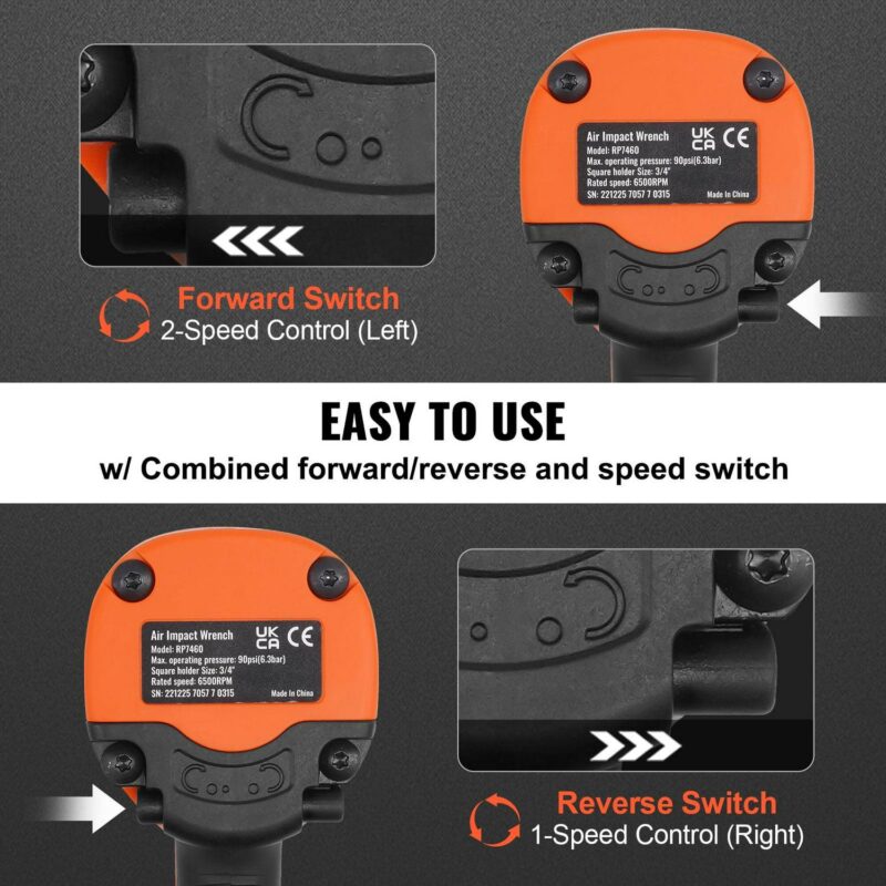 BENTISM Air Impact Wrench, 3/4-Inch Drive Air Impact Gun, Up to 1870ft-lbs Nut-busting Torque, Composite Pneumatic Impact Wrench for Auto Repairs and Maintenance Heavy Duty - Image 4