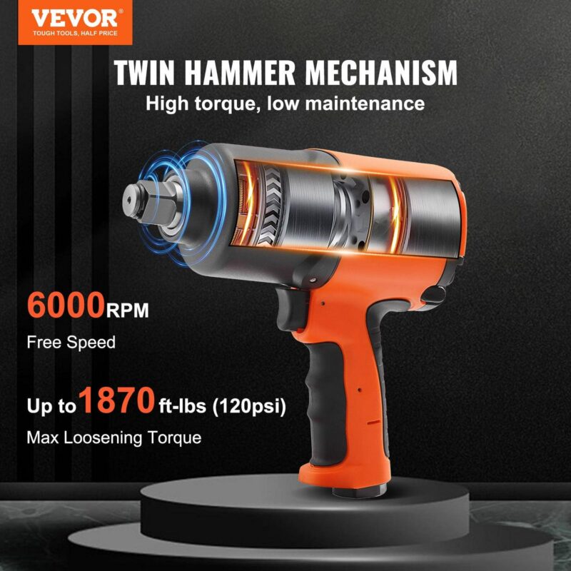 BENTISM Air Impact Wrench, 3/4-Inch Drive Air Impact Gun, Up to 1870ft-lbs Nut-busting Torque, Composite Pneumatic Impact Wrench for Auto Repairs and Maintenance Heavy Duty - Image 2