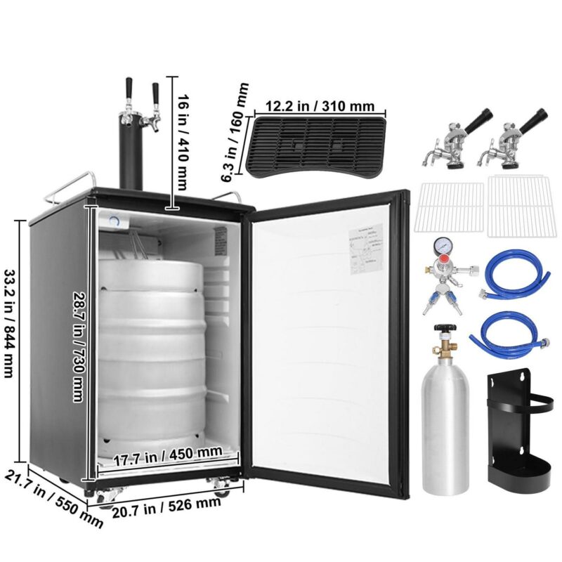 BENTISM Beer Kegerator Draft Beer Dispenser Full Size Keg Refrigerator Dual Tap - Image 7