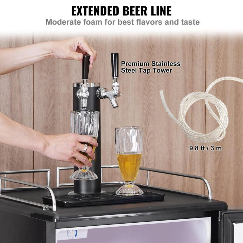 BENTISM Beer Kegerator Draft Beer Dispenser Full Size Keg Refrigerator Dual Tap - Image 5