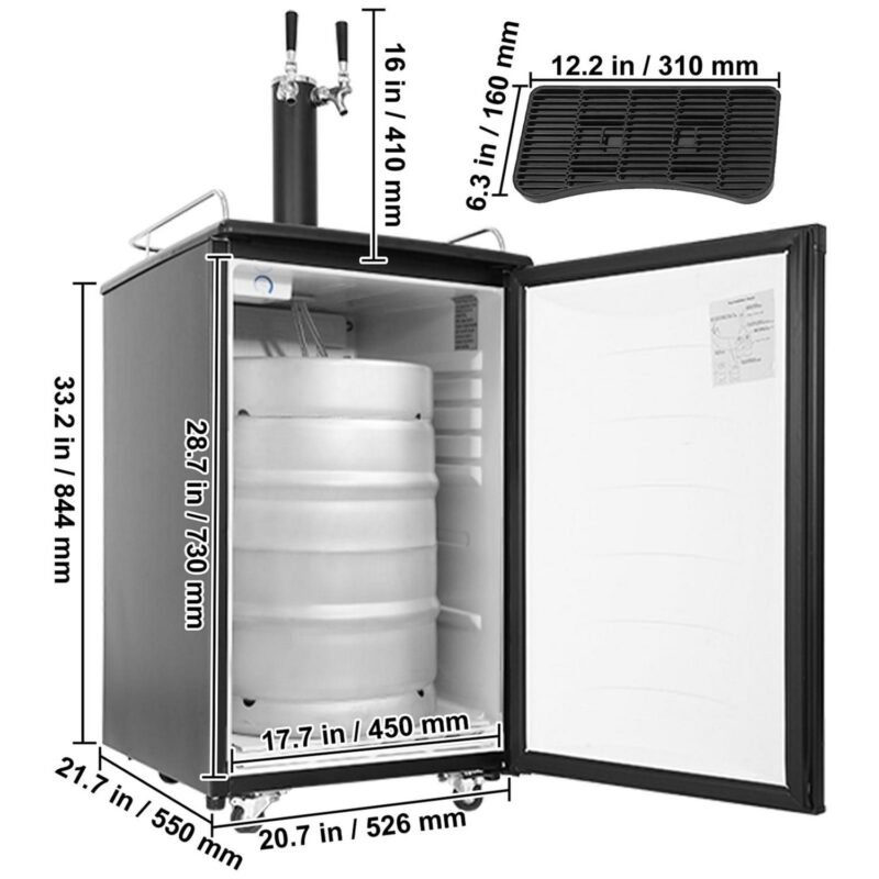BENTISM Beer Kegerator Draft Beer Dispenser Full Size Keg Refrigerator Dual Tap - Image 8