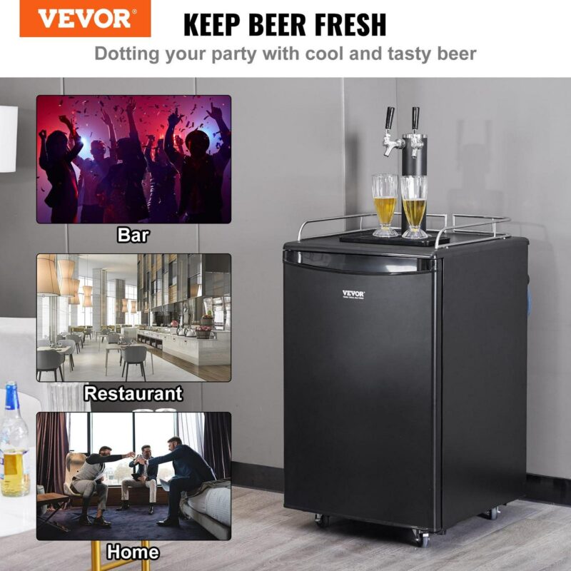 BENTISM Beer Kegerator Draft Beer Dispenser Full Size Keg Refrigerator Dual Tap - Image 2