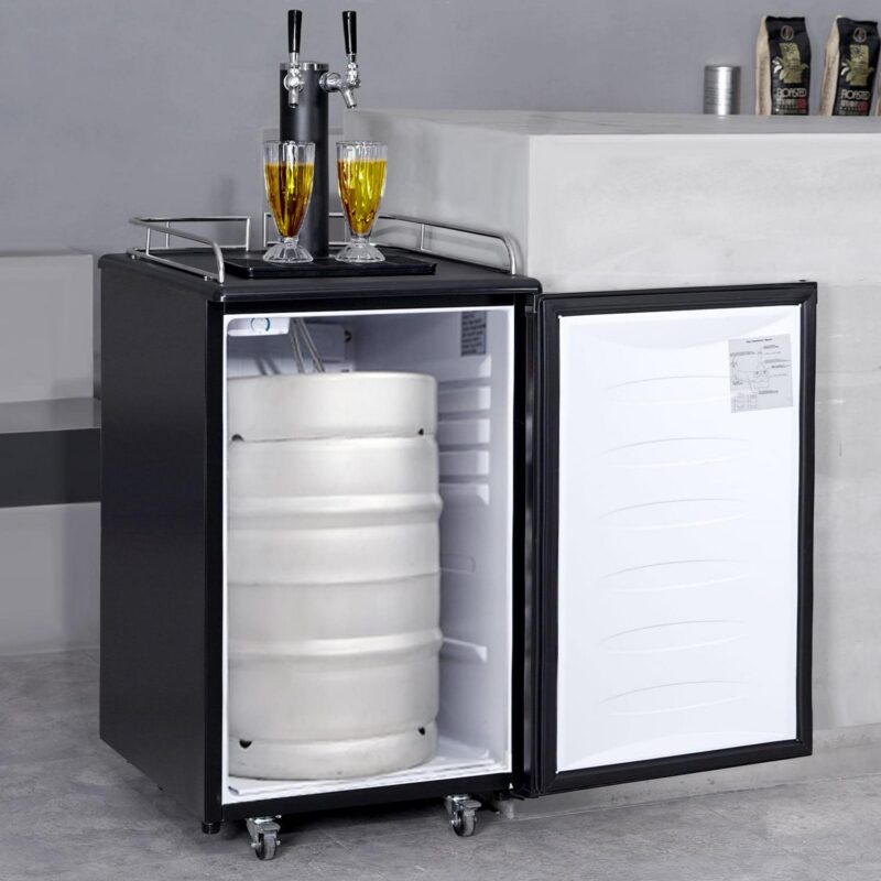 BENTISM Beer Kegerator Draft Beer Dispenser Full Size Keg Refrigerator Dual Tap