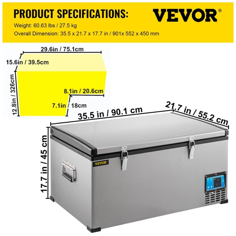 BENTISM Car Refrigerator, 40Qt/38L, 12v Portable Freezer with Dual Zone, 12/24V DC and 110-240V AC Electric Compressor Cooler w/ -4a -68a Cooling Range, for Car Truck Vehicle RV Boat Outdoor and Home use - Image 7