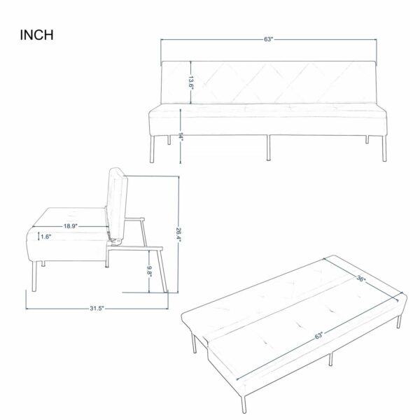 BSHTI 63 inch Futon 80a5a8fa85f38413e325f217330c6e52