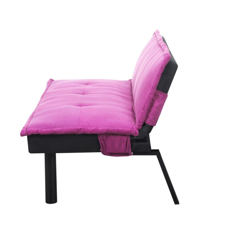 BSHTI 64.6a Futon Sofa Bed,Velvet Upholstery,Twin Size Convertible Sofa,Perfect Meet your Different Needs-Pink - Image 11