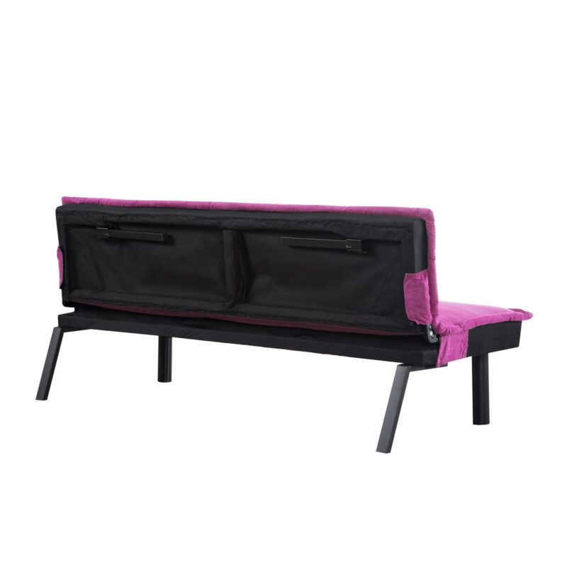 BSHTI 64.6a Futon Sofa Bed,Velvet Upholstery,Twin Size Convertible Sofa,Perfect Meet your Different Needs-Pink - Image 16