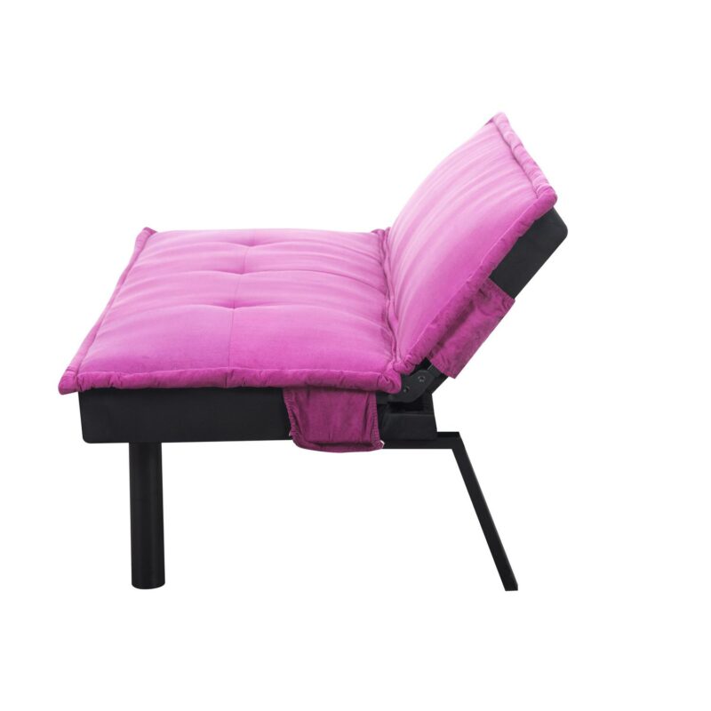 BSHTI 64.6a Futon Sofa Bed,Velvet Upholstery,Twin Size Convertible Sofa,Perfect Meet your Different Needs-Pink - Image 12