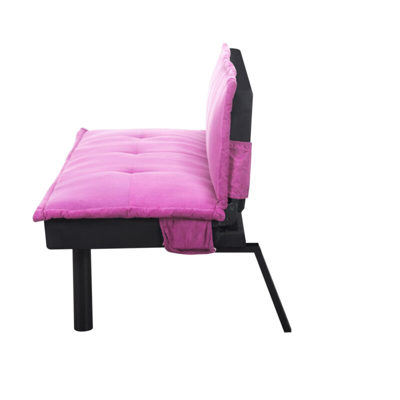 BSHTI 64.6a Futon Sofa Bed,Velvet Upholstery,Twin Size Convertible Sofa,Perfect Meet your Different Needs-Pink - Image 10