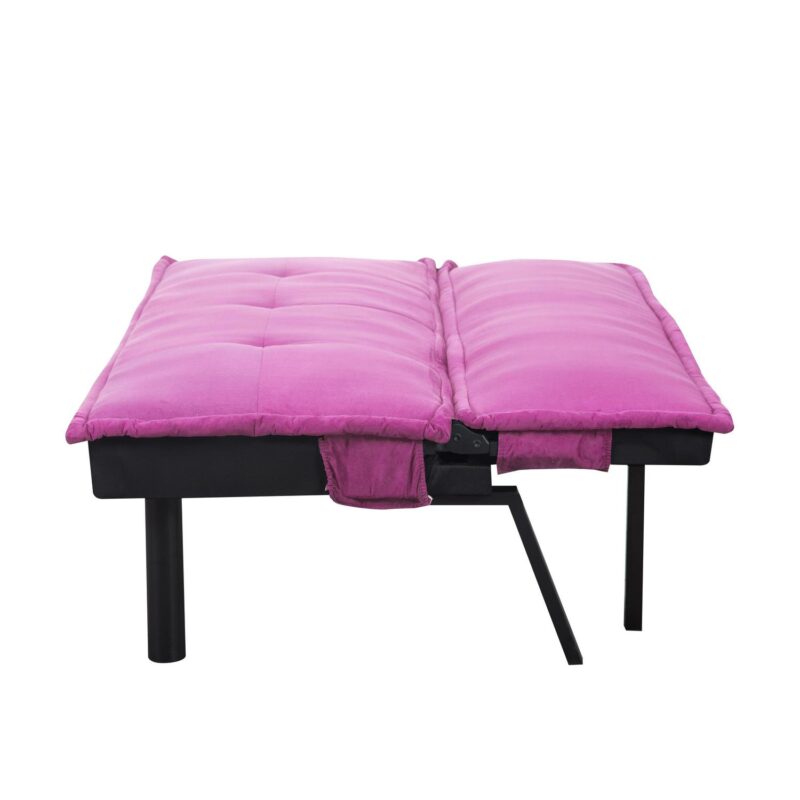 BSHTI 64.6a Futon Sofa Bed,Velvet Upholstery,Twin Size Convertible Sofa,Perfect Meet your Different Needs-Pink - Image 15