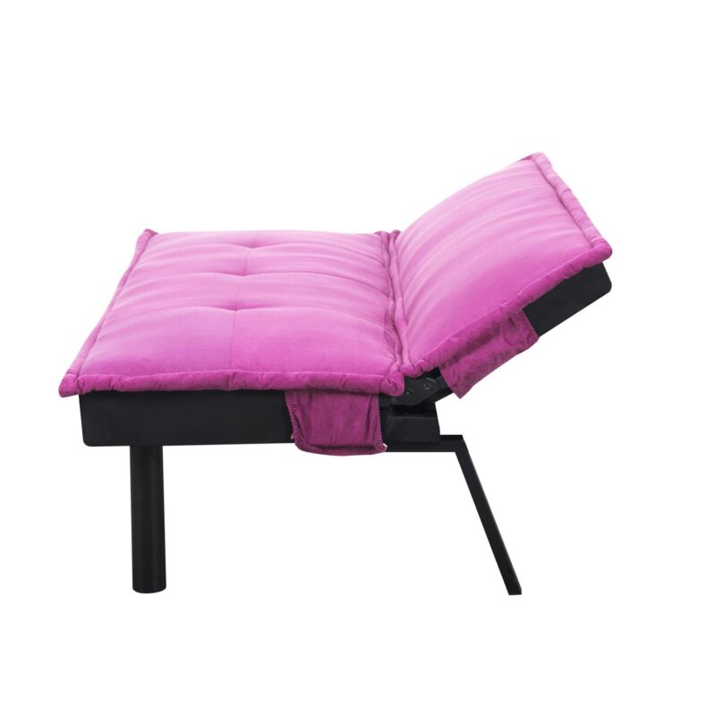 BSHTI 64.6a Futon Sofa Bed,Velvet Upholstery,Twin Size Convertible Sofa,Perfect Meet your Different Needs-Pink - Image 13
